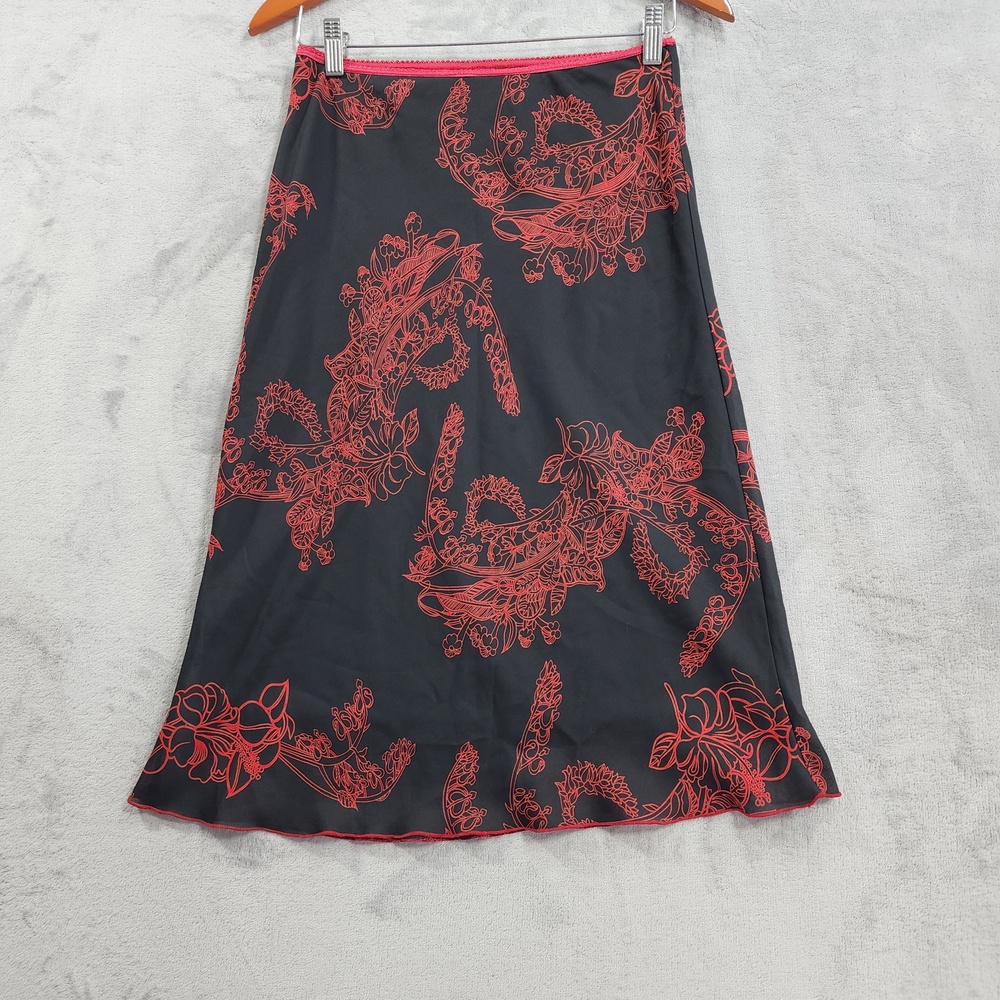Vintage Speechless Skirt Womens S Black Red Floral Stretch Pull On Whimsygoth